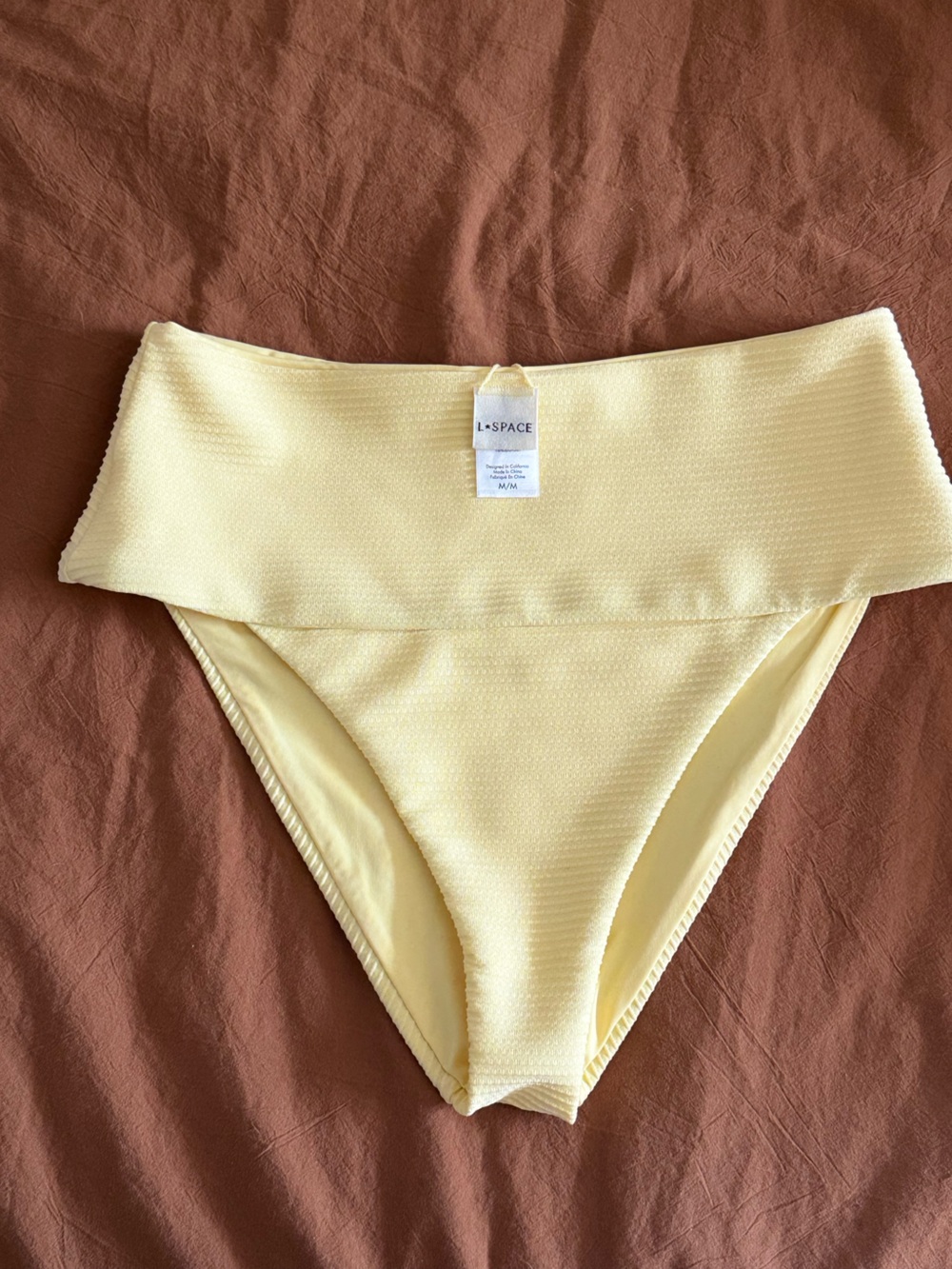 l*space Pale Yellow Textured Bikini Bottom